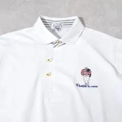 シナコバ SINA COVA 船長 ワッペン ショールカラー ポロシャツ L 白