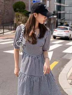 【SHEIN】DAZY パフスリーブ　ギンガムチェック　ワンピース