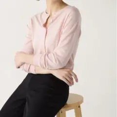 UNIQLO メリノクルーネックカーディガン　ピンク　XL