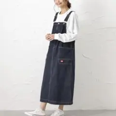 Dickies デニムジャンパースカート ジャンスカ インディゴ コットン L