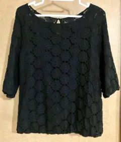 ［TOKYO FASHION ］ ＊総レース＊五分袖トップス　BLACK / M