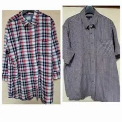 《BACK NUMBER 》チェック 五分袖シャツ （XL）＋半袖シャツ（L）
