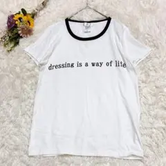 【mite　ミテ】 コットン　Tシャツ　英字プリント　バイカラー　ホワイト　Ｌ