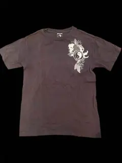 魚と陰陽デザイン Tシャツ 黒