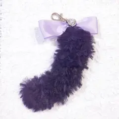 ハンドメイド♡アクセサリー♡キーホルダー♡しっぽ♡黒♡紫♡リボン♡ストラップ♡