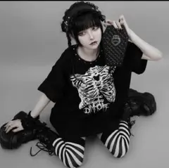 DimMoire 【ディムモアール】スケルトンプリント Tシャツ ブラック