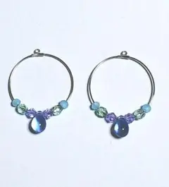 フープピアス(シルバー&ブルー)
