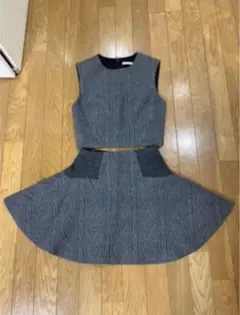 アリス&オリビア グレー トップス スカート セットアップ ニット 編み模様