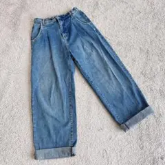 デニムパンツ　L ウエストゴム　ブルー　ゆったり