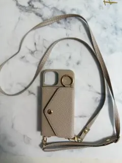 13miniスマホショルダーストラップ ベージュ 合成皮革