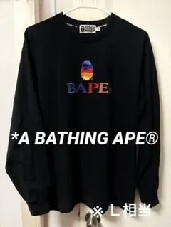 BAPE／エイプ／ロンT／L相当／黒・ブラック