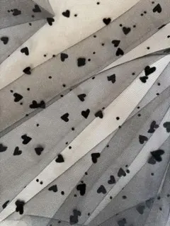 ☆黒ハート柄チュール生地 ☆92cm巾x100cm☆