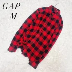 ギャップ/ネルシャツ/ワイシャツ/チェック柄/赤/コットン/M/美品✨️