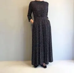 SINME ドット　ロングワンピース　ブラック