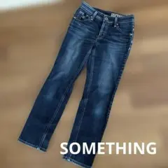 【美品】SOMETHING ダークブルー ストレートデニム　29x32
