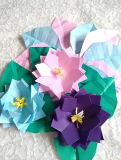 ♥4枚　蓮の花折り紙メダルハンドメイドご褒美メッセージカード♥