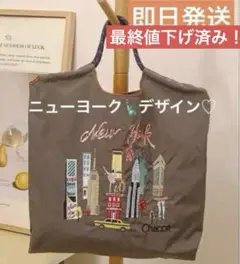 エコバッグ　ナイロン　刺繍　ニューヨーク　チャコット　ボールアンドチェーン