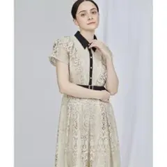 GRACE CONTINENTAL フリルレースワンピース ベージュ フリル付き