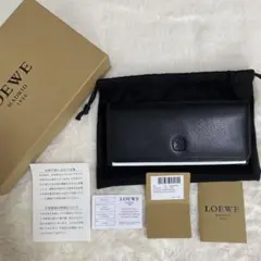 未使用品級♡ロエベ 長財布 アナグラム ロゴ 黒 アマソナ レザー バイカラー