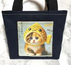 2570✨たい焼きにゃんこ✨ミニトート　激レアパネル　ハンドメイド　感謝SALE