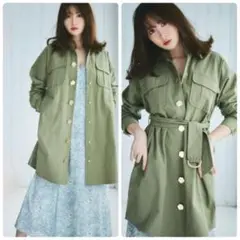 herlipto Belted Cargo Shirt Dress ベージュ M
