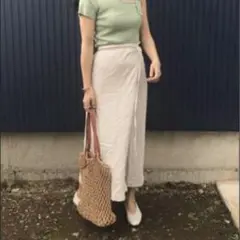 【フリークスストア】ラップ巻きスカート　キナリ　リネン レーヨン　フリーサイズ