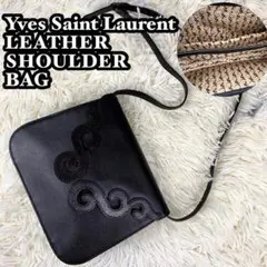 極美品 イヴサンローラン レザー ショルダーバッグ 唐草模様 YSL 裏地総柄