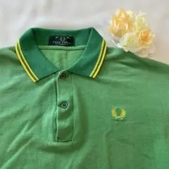 【人気カラー】✨FRED PERRY✨グリーン ポロシャツ ロゴ刺繍40インチ