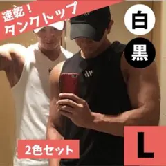 メンズ タンクトップ L 2枚 トレーニング ジムウェア 筋トレ スポーツ 速乾