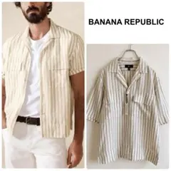 新品タグ付きBanana Republic リネン リゾートシャツ　開襟シャツM