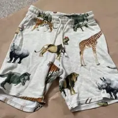 動物柄ホワイトハーフパンツとダークグレーセット