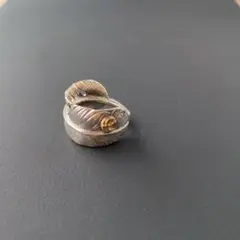 S925 フェザー イーグル リング メンズ オープン シルバー 燻し