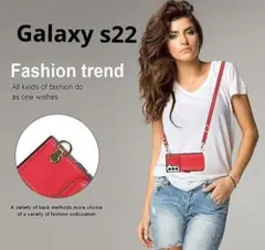 Galaxy S22 レッド ショルダーストラップ付き