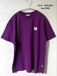 【美品】　FILA フィラ　EXPLORE　刺繍 Tシャツ　パープル　フリー