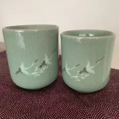 韓国人気現代作家　金世龍(世昌)作　高麗青磁　象嵌　雲鶴図　平茶碗　茶道具　茶器 韓国人気現代作家 金世龍(世昌)作 高麗青磁 象嵌 雲鶴図 平茶碗