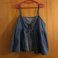 デニム フロントリボン キャミソール