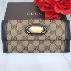【美品】 GUCCI グッチ 長財布 財布 キャンバス GG柄 金具 ロゴ