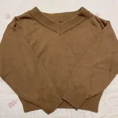 フィント バックリボンVネックニット