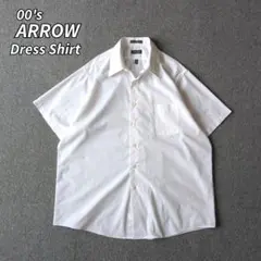 00s ARROW 半袖 シャツ ドレスシャツ 無地 白 XL 古着 白シャツ