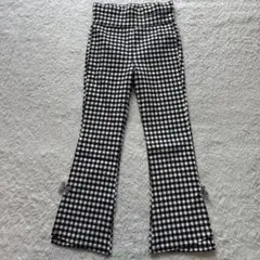 美品　flelile フレリール　ギンガムチェック　ストレッチパンツ　フレア