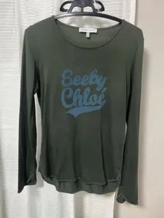 SEE BY CHLOÉ オリーブグリーン長袖Tシャツ 38