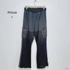 プリンス|メッシュ切替パンツ【L】サイドライン 裾スリット個性的 ブラック