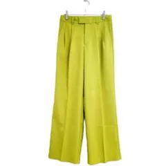 GU ワイドパンツ ポリエステル 黄緑 M カジュアル おしゃれ シンプル 上品