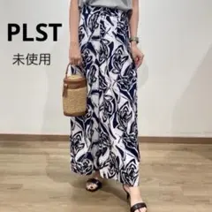 未使用✨PLST リーフプリント イージー ワイドパンツ 小さいサイズ XS 紺