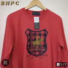 新品タグ付未使用　BHPC　ロンＴ　長袖Tシャツ　クルーネック　赤　レッド　Ｌ