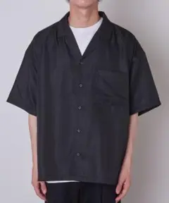 美品［WEGO］オープンカラーオーバーサイズ半袖シャツ＊男女兼用＊BLACK/M