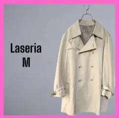 [Laseria] ダブル　トレンチコート　ビジネス　無地　薄手　ベージュ