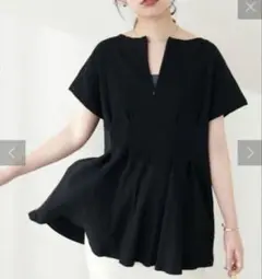 natural couture 【mamamo】 テレコリブZIPあきTOPS