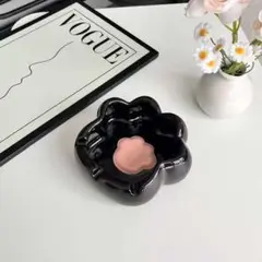 花型トレイ 黒 ピンク内側