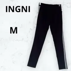＊イング＊パンツ ストレッチ スキニー サイドライン 裏起毛 ゴム仕様 黒 M